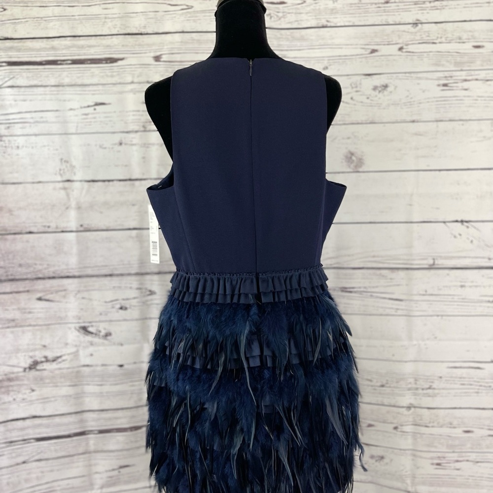 Gianni Bini Navy “Lucy” Feathered Dress